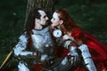 Medieval knight with lady Royalty Free Stock Photo
