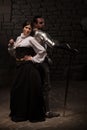 Medieval knight and lady posing Royalty Free Stock Photo