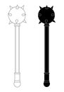 Medieval knight mace. Contour, silhouette Royalty Free Stock Photo