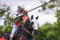 A medieval knight prepare to fight during jousting tournament Royalty Free Stock Photo