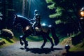 Medieval knight riding horse, illustration Royalty Free Stock Photo