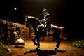 Medieval knight riding horse, illustration Royalty Free Stock Photo