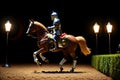 Medieval knight riding horse, illustration Royalty Free Stock Photo