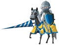 Medieval knight riding a horse isolated Royalty Free Stock Photo