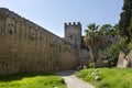 Medieval knight`s castle in Rhodes, Rhodes fortress in summer