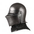 A medieval knight\'s helmet with chainmail, isolated on a white background Royalty Free Stock Photo