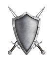 Medieval knight shield with crossed swords coat of arms
