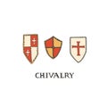 Medieval knight shields. Chivalry concept