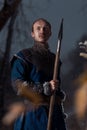 Medieval knight with sword in armor as style Game of Thrones in