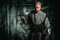 Medieval knight with sword and armour Royalty Free Stock Photo