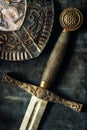 Sword detail over antique background