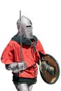 Medieval knight with the sword and shield. Royalty Free Stock Photo