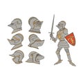 Medieval knight with a sword and shield Royalty Free Stock Photo