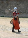 Medieval Knight walking. Royalty Free Stock Photo