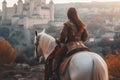 Medieval knight woman hero. Generate Ai Royalty Free Stock Photo