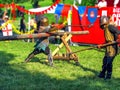Medieval Knights Engaged in Battle Reenactment Royalty Free Stock Photo