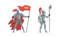 Medieval knights in full body armour set vector illustration Royalty Free Stock Photo