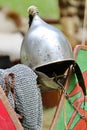 Medieval knights helmet during the period of the middle ages Royalty Free Stock Photo
