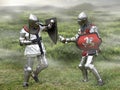 Medieval knights sword fighting Royalty Free Stock Photo