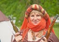 Medieval lady with two pistols
