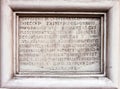 Medieval latin catholic inscription Royalty Free Stock Photo