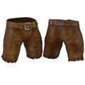 Medieval Leather Shorts Isolated on White 3D Illustration Royalty Free Stock Photo