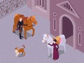 Medieval Life Isometric Composition