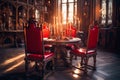 Indoor medieval imterior with cinematic light Royalty Free Stock Photo