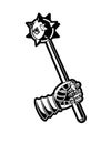 Medieval Mace Black and White Vector Graphic