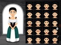 Medieval Maid Cartoon Emotion Faces Vector Illustration