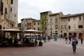 San Gimignano, Italy, 05-11-2016 Piazza della Cisterna in San Gimignano