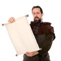 Medieval man holding a scroll Royalty Free Stock Photo