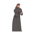 Medieval Man Priest or Monk Wearing Hooded Gown Praying Vector Illustration Royalty Free Stock Photo