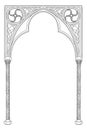 Medieval manuscript style rectangular frame. Gothic style pointed arch.
