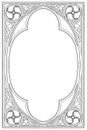 Medieval manuscript style rectangular frame. Gothic style pointed arch.