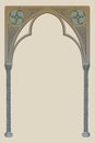 Medieval manuscript style rectangular frame. Gothic style pointed arch. Royalty Free Stock Photo