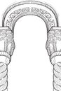 Medieval manuscript style rectangular frame. Gothic style pointed arch.