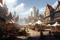 Medieval market in the old town of Gdansk, Poland, AI Generated