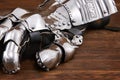 Medieval metal glove, detail of part of ancient armor Royalty Free Stock Photo