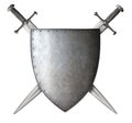 medieval knight shield and crossed swords isolated 3d illustration