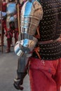 Medieval Metallic Armor for Arms exposed in Outdoor Historic Festival