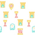 Medieval Middle Age Collection Icons Set Vector