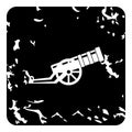 Medieval military throwing gun icon, grunge style