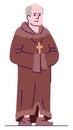 Medieval monk semi flat RGB color vector illustration