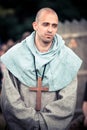 Medieval monk uring great international festival of historical reconstruction