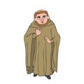 Medieval monk vector cartoon character