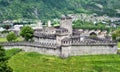 Medieval Montebello and Castelgrande castles in Bellinzona, Switzerland
