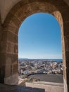 Medieval moorish fortress Alcazaba in Almeria, Eastern tip is the bastion of the outgoing, Almohade Arch of South Tower