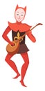 Medieval musician playing lute. Minstrel cartoon character
