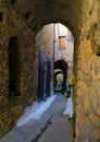 Medieval village narrow alley, Chios Greece. Royalty Free Stock Photo